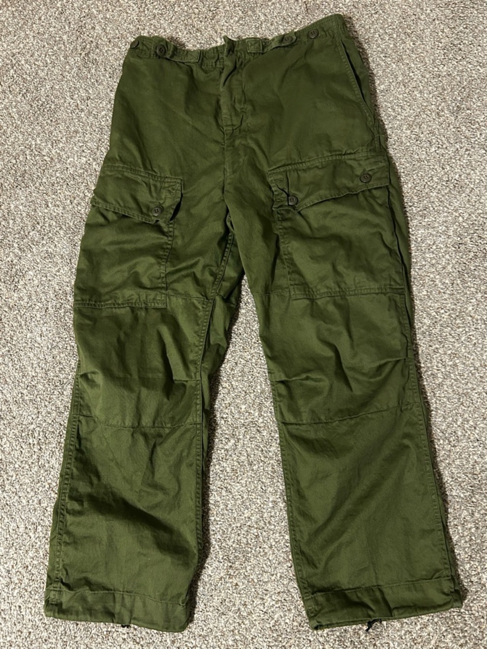 Vintage 1971 Australian Army Olive Green Military Cargo Pants Vietnam Era